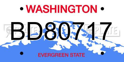 BD80717 Washington License Plate