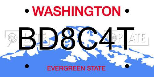 BD8C4T Washington License Plate