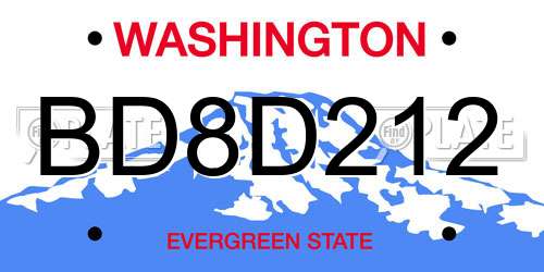 BD8D212 Washington License Plate