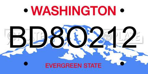 BD8O212 Washington License Plate