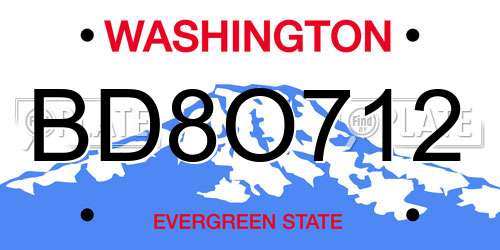 BD8O712 Washington License Plate
