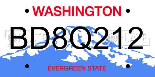 BD8Q212 Washington License Plate
