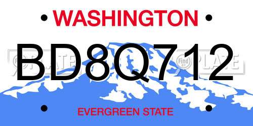 BD8Q712 Washington License Plate