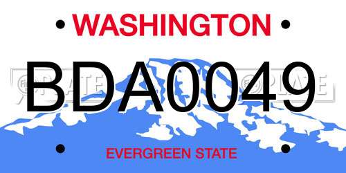 BDA0049 Washington License Plate