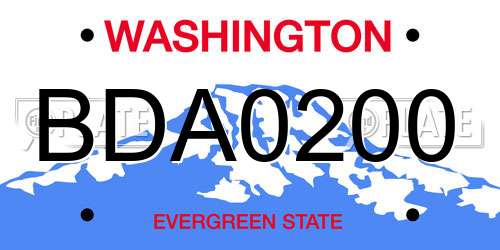 BDA0200 Washington License Plate