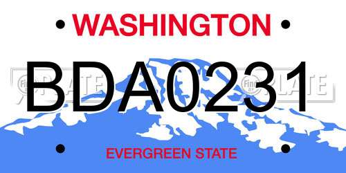 BDA0231 Washington License Plate