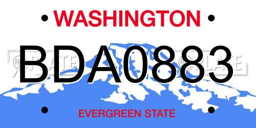 BDA0883 Washington License Plate