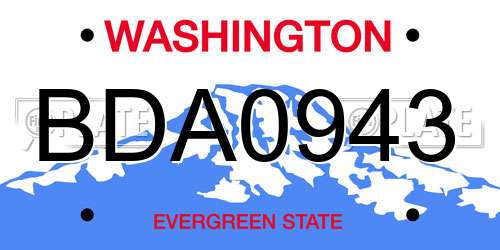 BDA0943 Washington License Plate