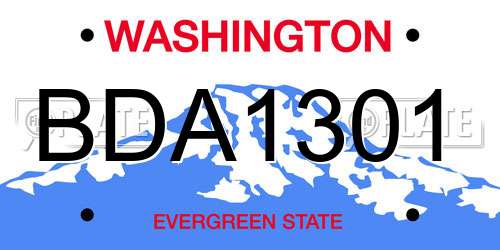 BDA1301 Washington License Plate