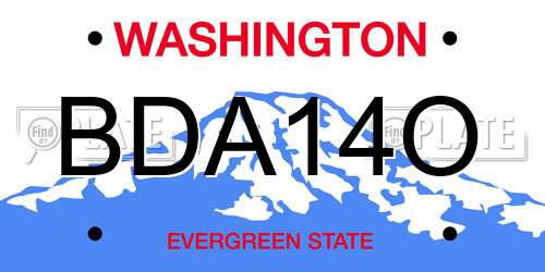 BDA14O Washington License Plate