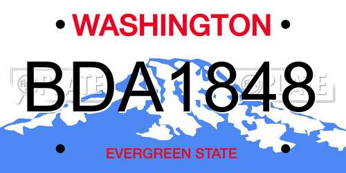 BDA1848 Washington License Plate
