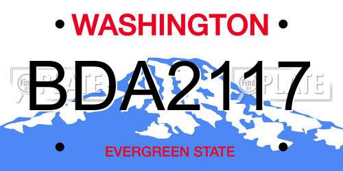BDA2117 Washington License Plate