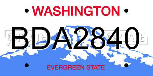 BDA2840 Washington License Plate