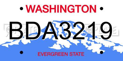 BDA3219 Washington License Plate