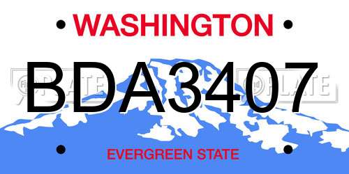 BDA3407 Washington License Plate