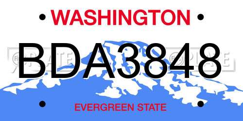 BDA3848 Washington License Plate
