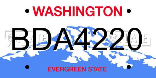 BDA4220 Washington License Plate