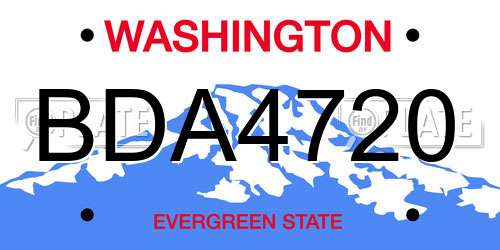 BDA4720 Washington License Plate