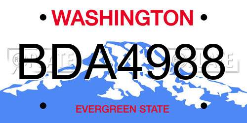 BDA4988 Washington License Plate