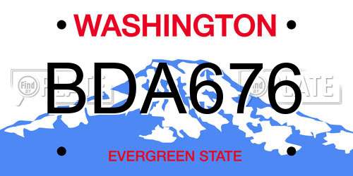 BDA676 Washington License Plate