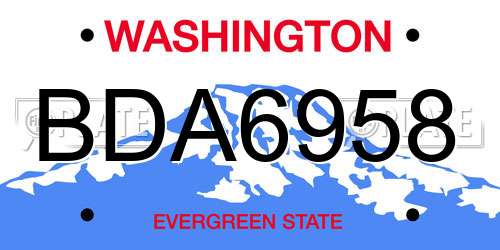BDA6958 Washington License Plate