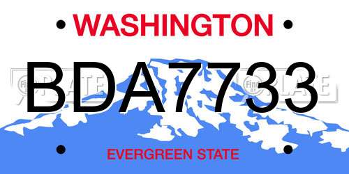 BDA7733 Washington License Plate
