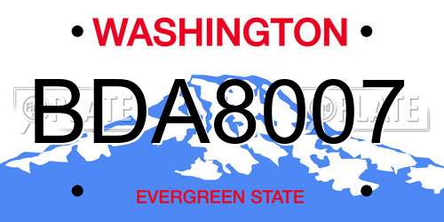 BDA8007 Washington License Plate