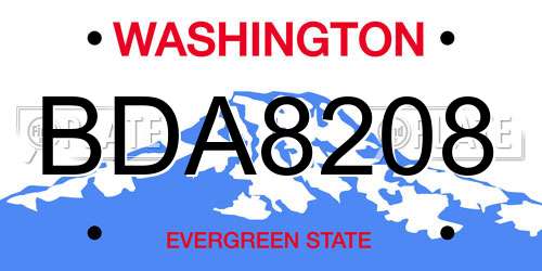 BDA8208 Washington License Plate