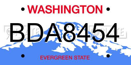BDA8454 Washington License Plate