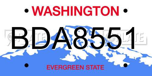BDA8551 Washington License Plate