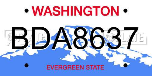 BDA8637 Washington License Plate