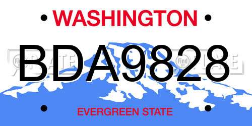 BDA9828 Washington License Plate