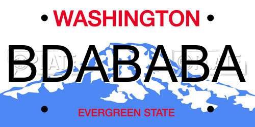 BDABABA Washington License Plate