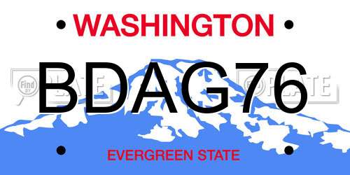 BDAG76 Washington License Plate