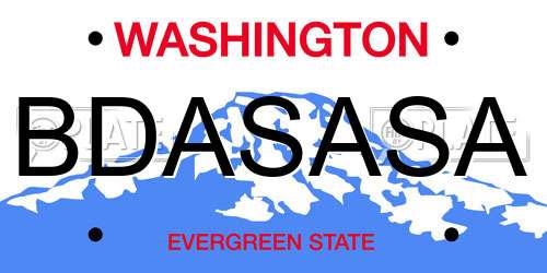 BDASASA Washington License Plate