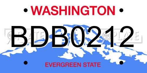 BDB0212 Washington License Plate
