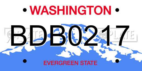 BDB0217 Washington License Plate