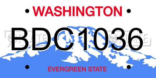 BDC1036 Washington License Plate
