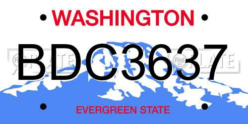 BDC3637 Washington License Plate