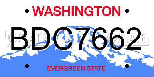 BDC7662 Washington License Plate