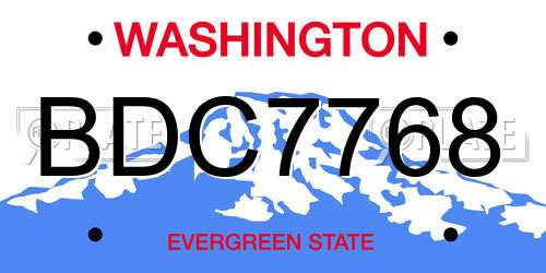 BDC7768 Washington License Plate