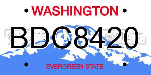 BDC8420 Washington License Plate