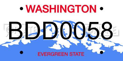BDD0058 Washington License Plate