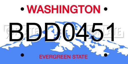 BDD0451 Washington License Plate