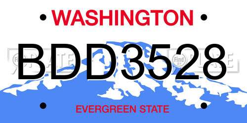 BDD3528 Washington License Plate