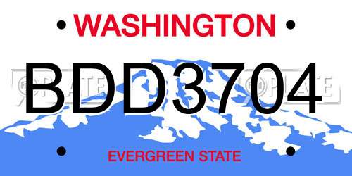 BDD3704 Washington License Plate
