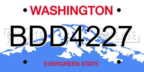 BDD4227 Washington License Plate
