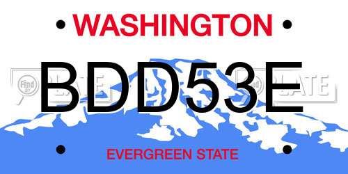 BDD53E Washington License Plate