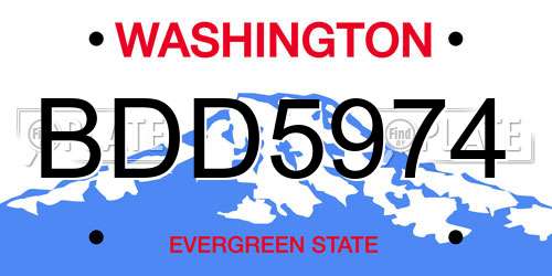 BDD5974 Washington License Plate