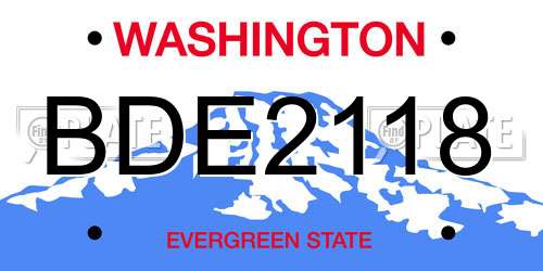 BDE2118 Washington License Plate